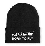 Born To Fly Helicopter Embroidered Beanies