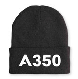 A350 Flat Text Embroidered Beanies