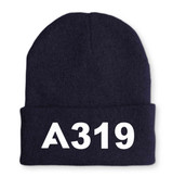 A319 Flat Text Embroidered Beanies