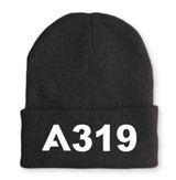 A319 Flat Text Embroidered Beanies