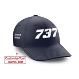 Customizable Name & 737 Flat Text Embroidered Hats