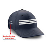Customizable Name & SILVER Pilot Epaulette (3 Lines) Embroidered Hats
