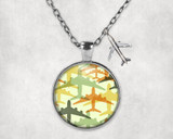 Seamless Colourful Airplanes Designed Necklaces
