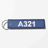 A321 Flat Text Designed Key Chains