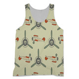 Vintage Old Airplane Designed 3D Tank Tops