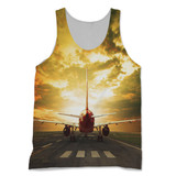 Ready for Departure Passanger Jet Designed 3D Tank Tops