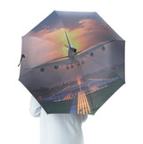Super Airbus A380 Landing During Sunset Designed Umbrella