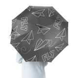 Paper Airplane & Fly (Gray) Designed Umbrella