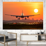 Amazing Airbus A330 Landing at Sunset Printed Canvas Posters (1 Piece)