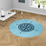 Plain Designed Blue Compass Carpet & Floor Mats (Round)