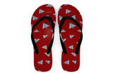 Paper Airplanes (Red) Designed Slippers (Flip Flops)