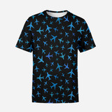 Many Airplanes (Black) Designed 3D T-Shirts