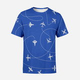 Travel The World By Plane (Blue) Designed 3D T-Shirts