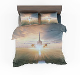 Airplane Flying Over Runway Designed Bedding Sets
