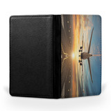 Airplane over Runway Towards the Sunrise Printed Passport & Travel Cases