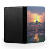 Super Boeing 747 Landing During Sunset Printed Passport & Travel Cases