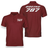 Boeing 787 & Text Designed Double Side Polo T-Shirts
