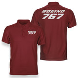 Boeing 767 & Text Designed Double Side Polo T-Shirts