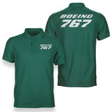 Boeing 767 & Text Designed Double Side Polo T-Shirts