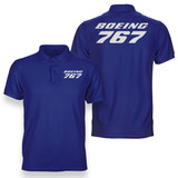 Boeing 767 & Text Designed Double Side Polo T-Shirts