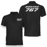 Boeing 767 & Text Designed Double Side Polo T-Shirts