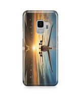 Airplane over Runway Towards the Sunrise Printed Samsung J Cases