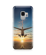 Airplane over Runway Towards the Sunrise Printed Samsung J Cases