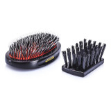 Boar Bristle & Nylon - Medium Junior Military Nylon & Bristle Hair Brush (Dark Ruby) - 1pc