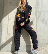 Butterfly Print  Zip Up Hoodie Sweatsuit