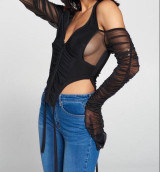 Mesh Cut Out ZIp Up Top
