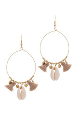Cowrie Shell Tassel Drop Earring