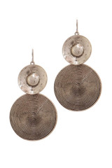 Rustic double circle drop earring