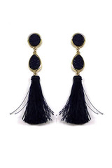 Stone tassel drop earring