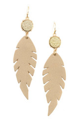 Druzy stone accent feather earring