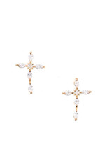 Cz stone pave cross post earrrng