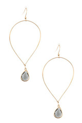 Ladies fashion faceted gem teardrop dangle earring