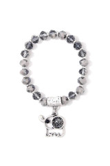 Elephant Charm Dangle Beaded Stretch Bracelet