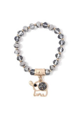 Elephant Charm Dangle Beaded Stretch Bracelet