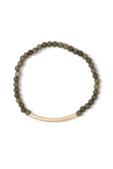 Textured metal bar multi colored beaded stretch bracelet