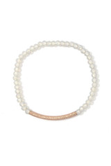 Textured metal bar beaded stretch bracelet