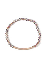 Textured metal bar beaded stretch bracelet
