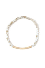 Textured metal bar beaded stretch bracelet