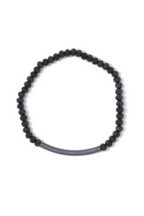 Textured metal bar beaded stretch bracelet