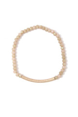 Textured metal bar beaded stretch bracelet