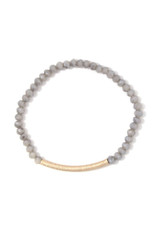 Textured metal bar beaded stretch bracelet