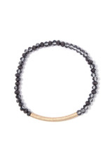 Textured metal bar beaded stretch bracelet