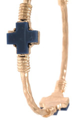 Hammered bangle cross station bracelet