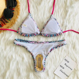 Pink Flower Print Bikini Set