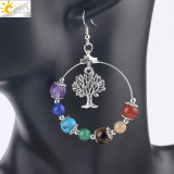 7 Chakra Tree of Life Drop Earrings