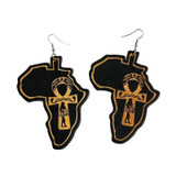 Africa Map Ankh Earrings